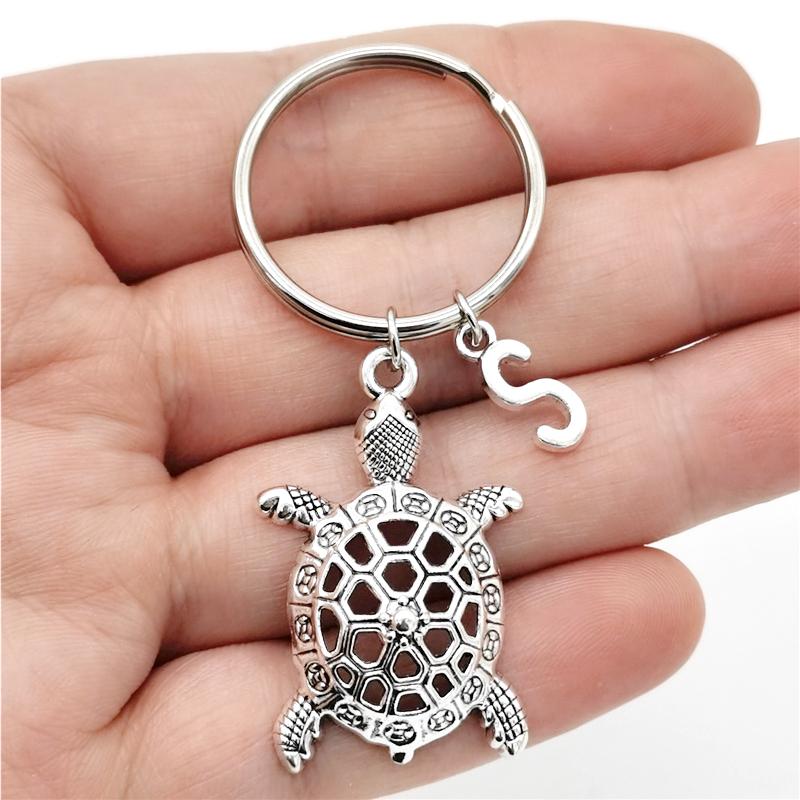 

26 букв инициала брелок черепаха кулон брелок милый черепаха брелок ювелирные изделия для любителей черепах подарки S