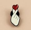 Cute Heart Hands Alloy Badge - Cartoon Love Design for Girl's Bag Decoration, Drip Oil Metal Accessory