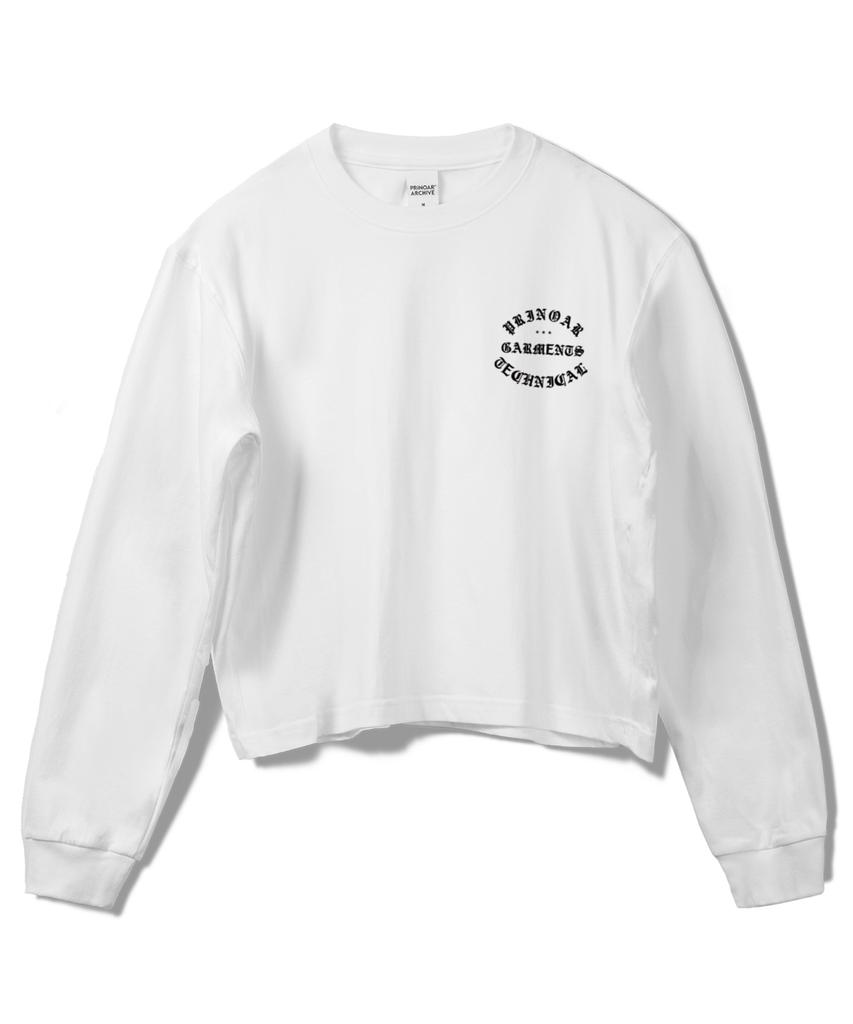 PRINOAR Garments Semi-Crop Long Sleeve T-Shirt - White