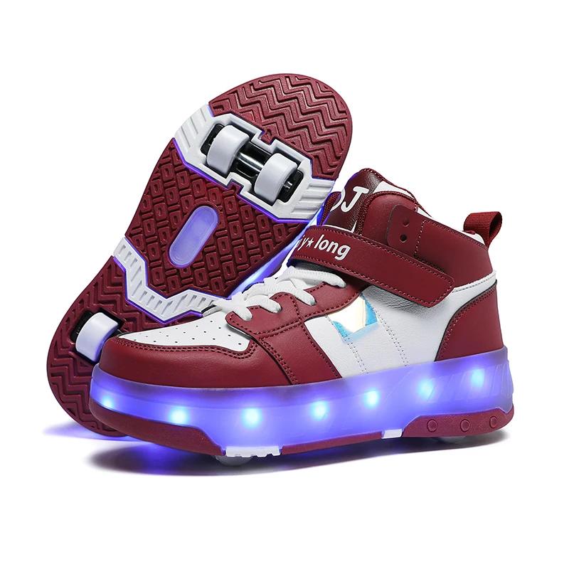 

Roller Skates with Lights 4 Wheels Removable Wheels Shoes Men and Women High Top Breathable Sports Shoes Teenagers EUR29