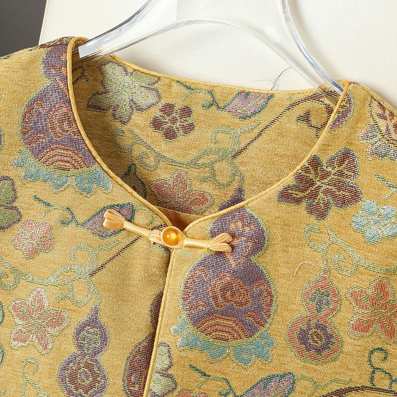 Mom's 2026 Chinese-Style Floral Satin Jacquard Women's Vest for Spring/Autumn