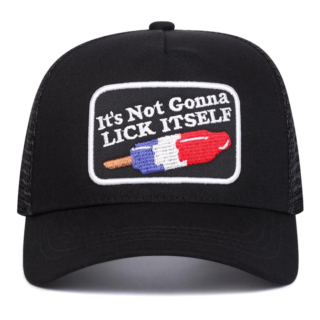 Unisex LICK ITSELF Letter Embroidery Baseball Net Caps Outdoor Adjustable Spring and Summer Casual Sunscreen Hat