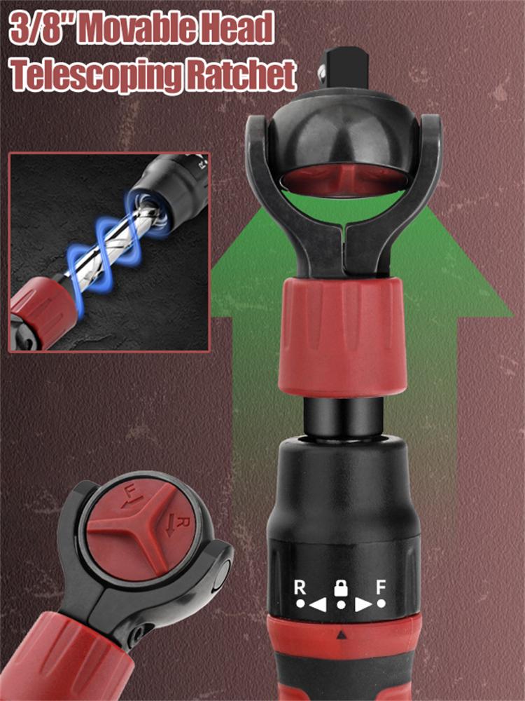 3/8 inç Sürüşlü Cırcır Anahtar Çelik 72 Dişli Cırcır Esnek Başlı Anahtar Hızlı Çıkarma Ters Çevrilebilir Anahtarlar Anahtar