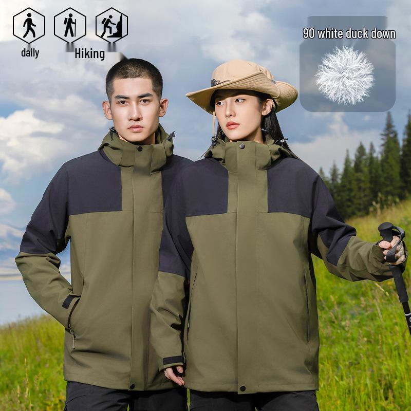 

Unisex Three-in-One Outdoor Windproof Waterproof Down Jacket for Mountaineering XS