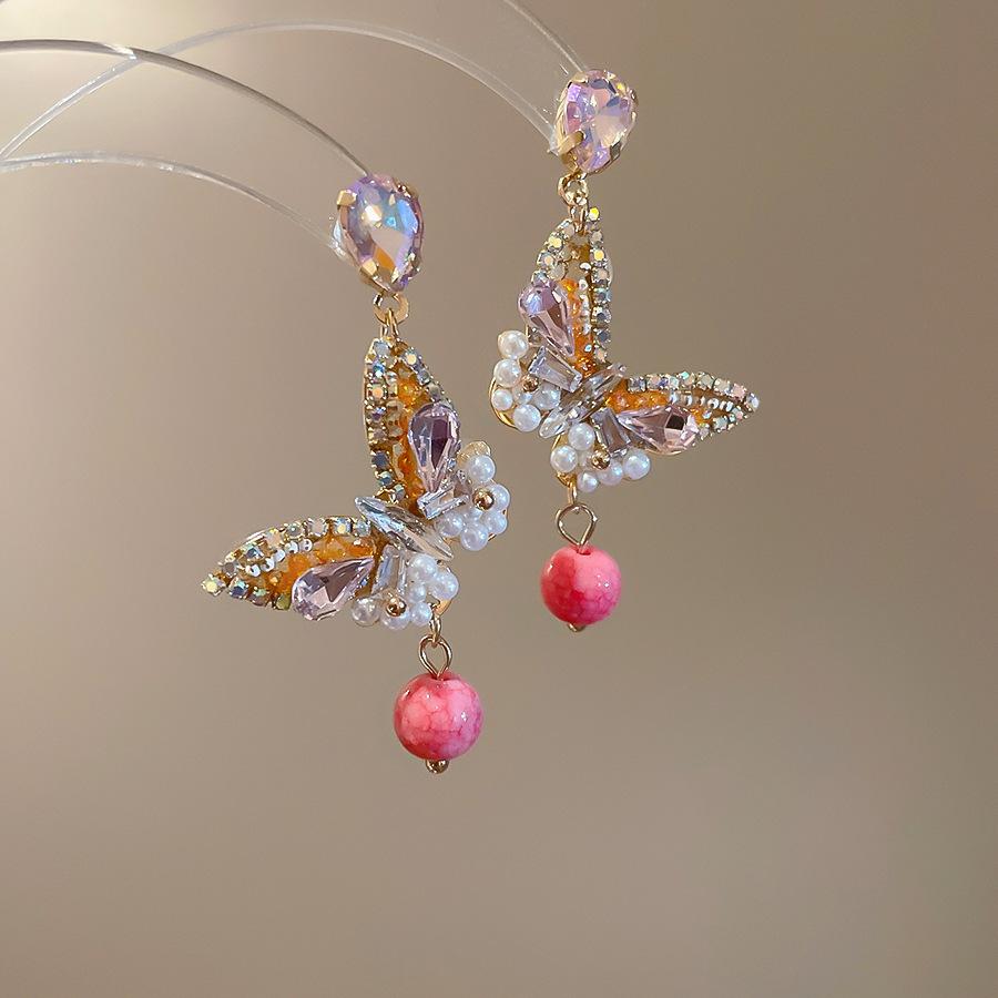 

Silver Needle Sweet Versatile Diamond Butterfly Earrings Elegant Temperament Earrings Light Luxury High Sense Fashion Earrings Women