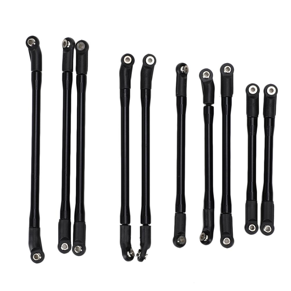 10pcs Metal Chassis Anti Rust Replacement Pull Rod Fit for Axial SCX10 II RC Crawler Black