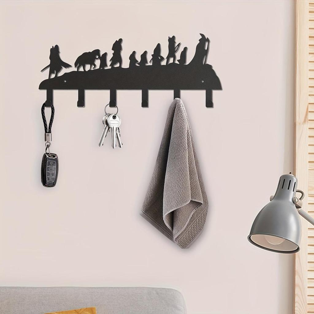 Wall-Mounted Iron Key Holder and Storage Rack