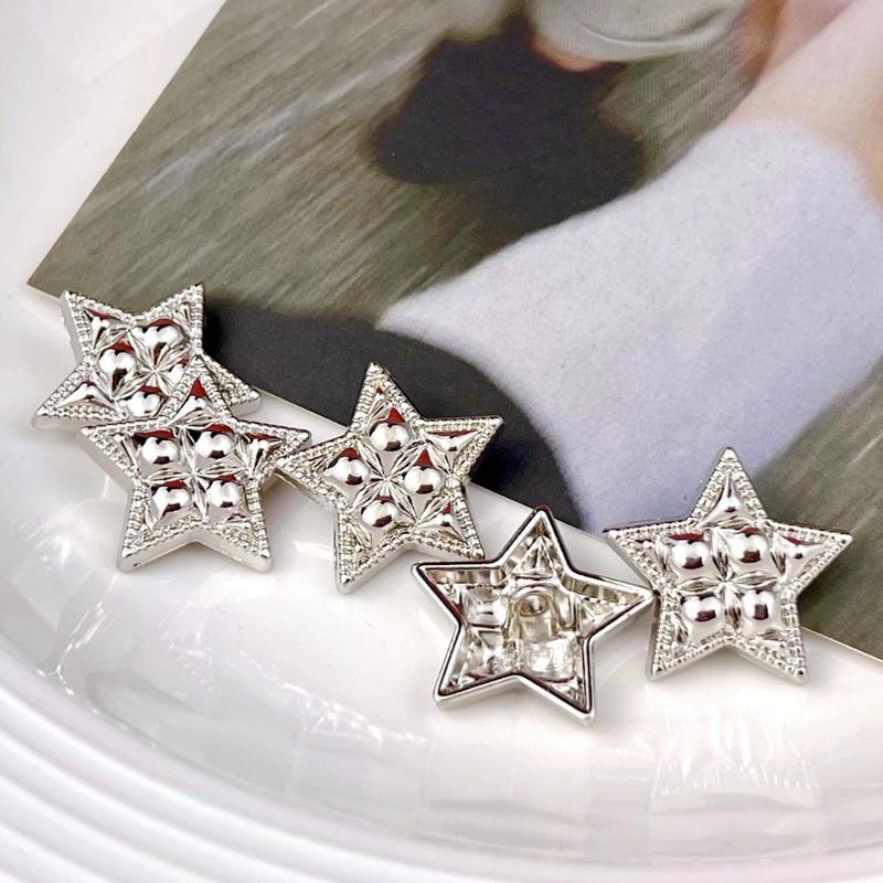 10pcs Metal Button Sewing Clothing DIY Craft Fashion Decorative Star Shaped Sweater Button Clothes Accessories