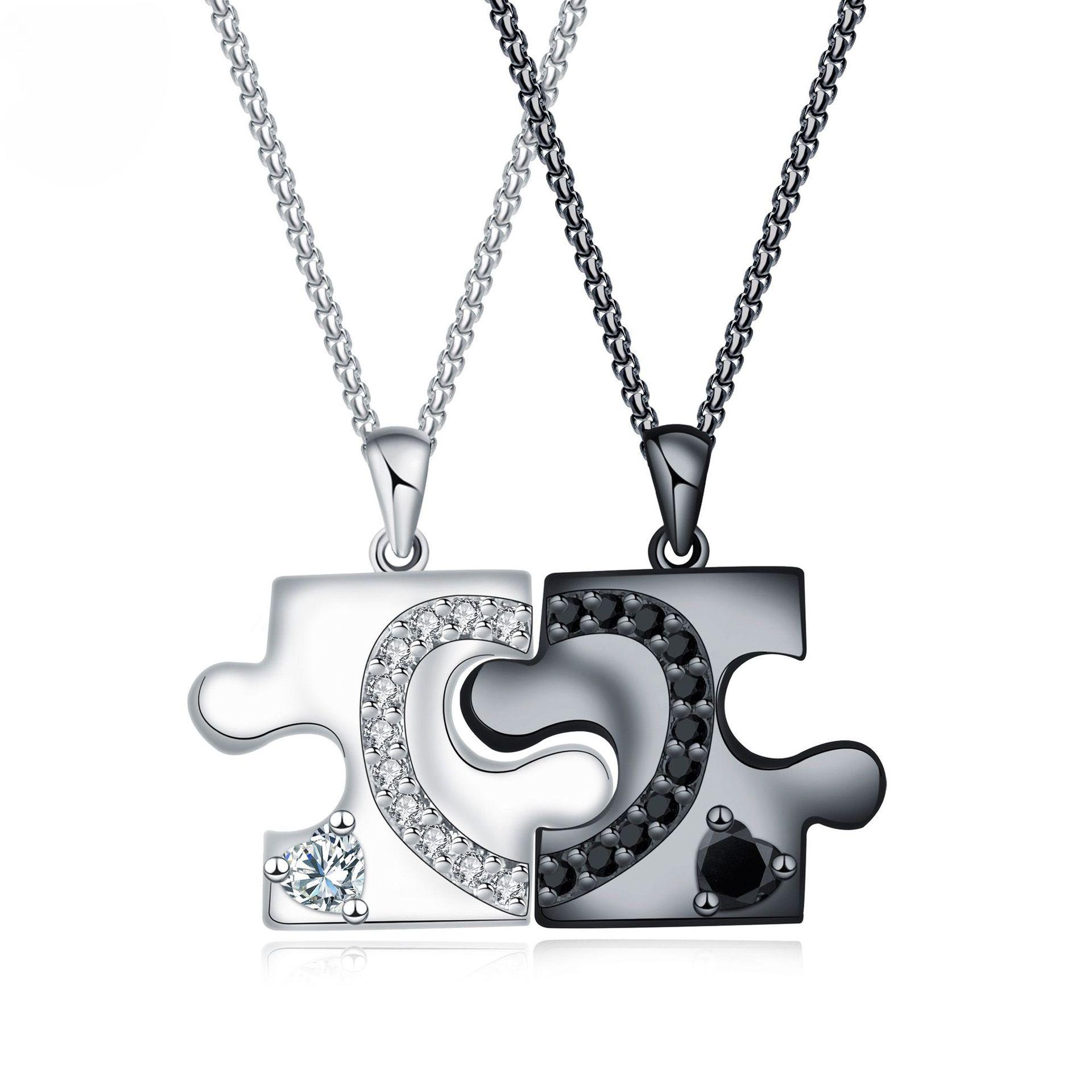 A set of love puzzle couple necklaces, fashionable and creative, accessories, Valentine s Day gifts