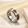 Elegant European & American 8MM Stainless Steel Pinky Ring with Black Wood Grain