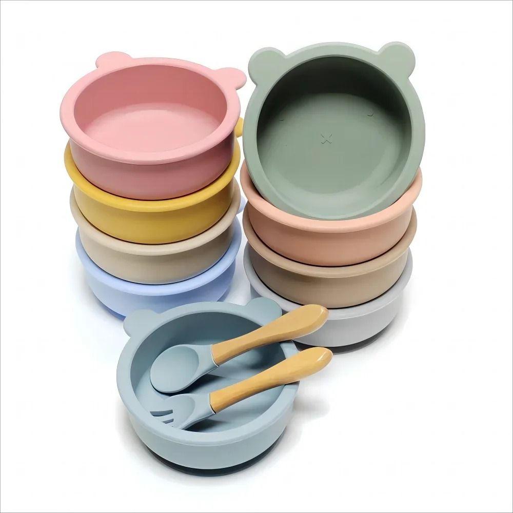 Flexible Feeding Tableware Waterproof Feeding Bowl Set Unbreakable Baby Bowls with Spoon  Toddlers