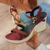 Damen Sandalen Modische Keilsandalen Sommer Lässig Outdoor Strandschuhe Peep Toe Plateau Damenschuhe Hoher Absatz Schnallen Sandalen