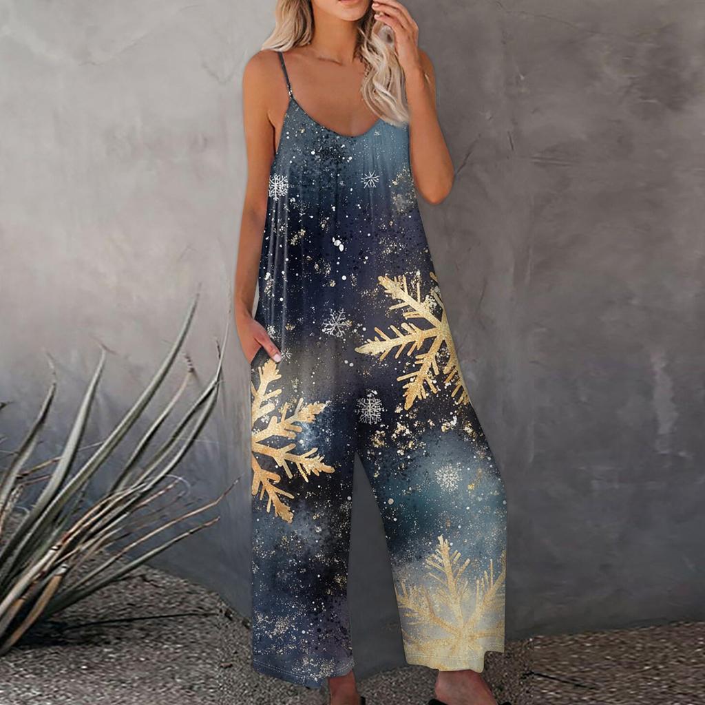 Salopetă de damă imprimată ocazional salopetă ajustabilă cu bretele