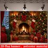 1Pcs Christmas Fireplace Decorated Tree Warm Red Decoration Background Xmas Backdrop Decorations For Photo Studio Booth Party