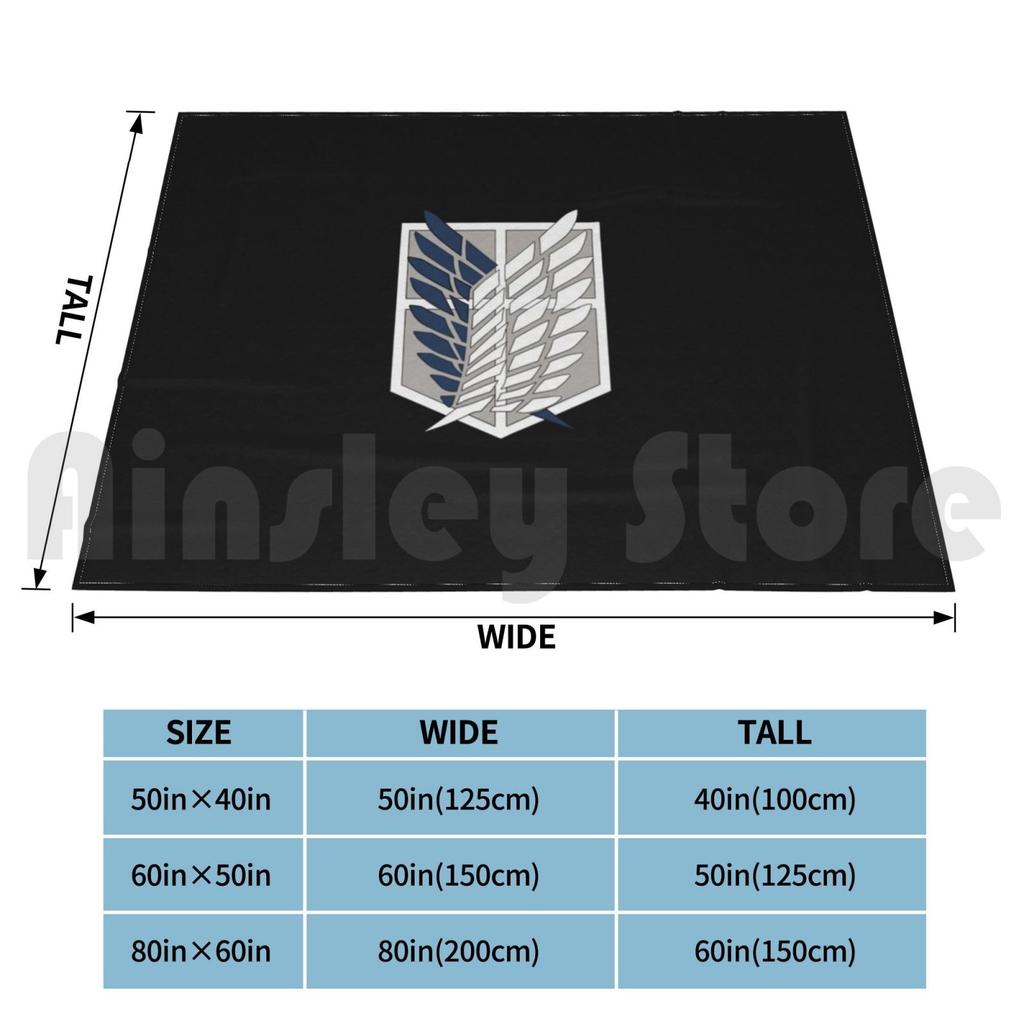 Scouting Legion Black Illustration | | Shingeki No Kyojin Anime Blanket Super Soft Warm Light Thin
