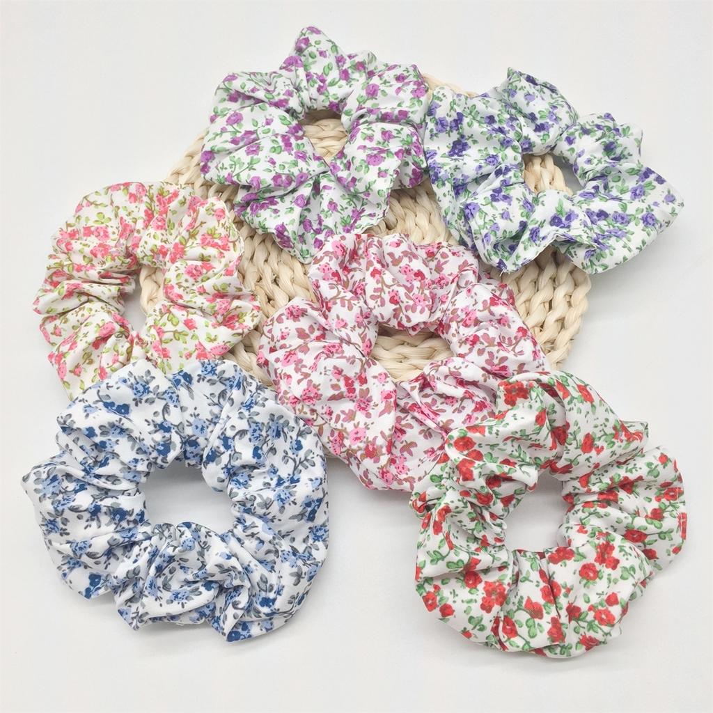6pcs/lot Hair Scrunchies Bands Scrunchy Ties Ropes Ponytail Holder for Women Accessories Fabric Headwear Ditsy Floral Sweet Cute