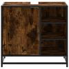Bathroom Vanity Unit In Smoked Oak Finish 65 X 33 X 60 Cm Engineered Wood