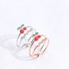 Color Retention Sweet And Cute Dripping Cherry Ring, Simple Double-Layer Micro-Inlaid Zircon Adjustable Ring