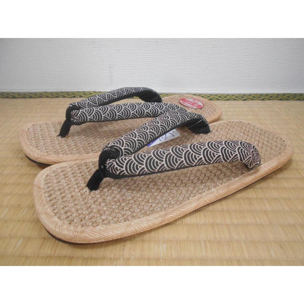 Used Snowy grass, linen surface setta, leather sole LL, crepe Qinghai wave pattern, 26.5-28.5cm, also suitable for yukata