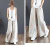 Women's High-Waist Wide-Leg Linen Pants, Plus Size, Floor-Length for Spring/Summer 2024.