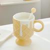 Cream Ice Cream Coffee Cup with Mixing Spoon Ceramic Cup Ins High Value Milk Cup for Girls Household Mug