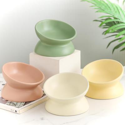 Elevated Anti-Tip Ceramic Cat and Dog Bowl with Neck Protection