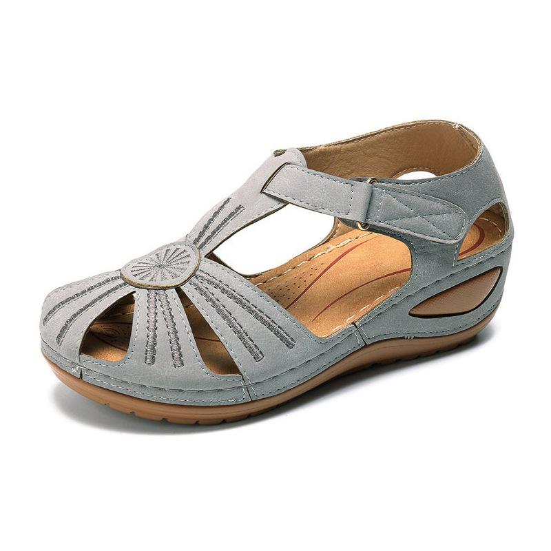 Summer New Women's Plus Size Hollow Out Sandals Stitched Wedge Heel Hollow Casual Shoes