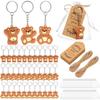 120 Pcs Bear Baby Shower Favor Bear Party Favor Cute Keychain with Organza Bag, Thank You Paper Tag and Rope for Guest Girl Boy Birthday Party Supply
