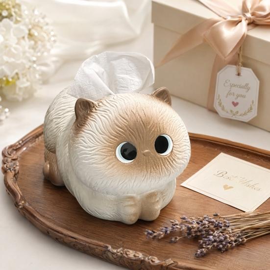 Tissue Dispenser, Cute Cat Shape Tissue Holder, Practical Storage And Unique Home Decor Napkin Box, for Bathroom Bedroom Living Room