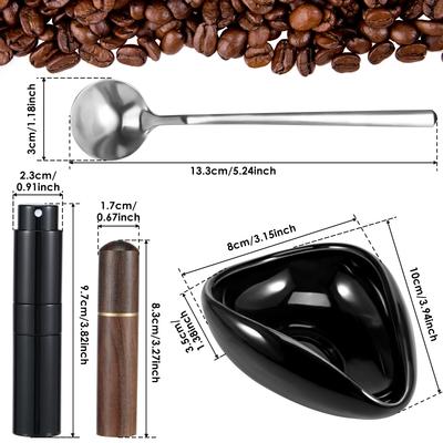 Coffee Bean Dosing Cup and 10ml Spray Bottle Set Ceramic Coffee Dosing Tray with Espresso Distribution Tool and Spoon for Coffee
