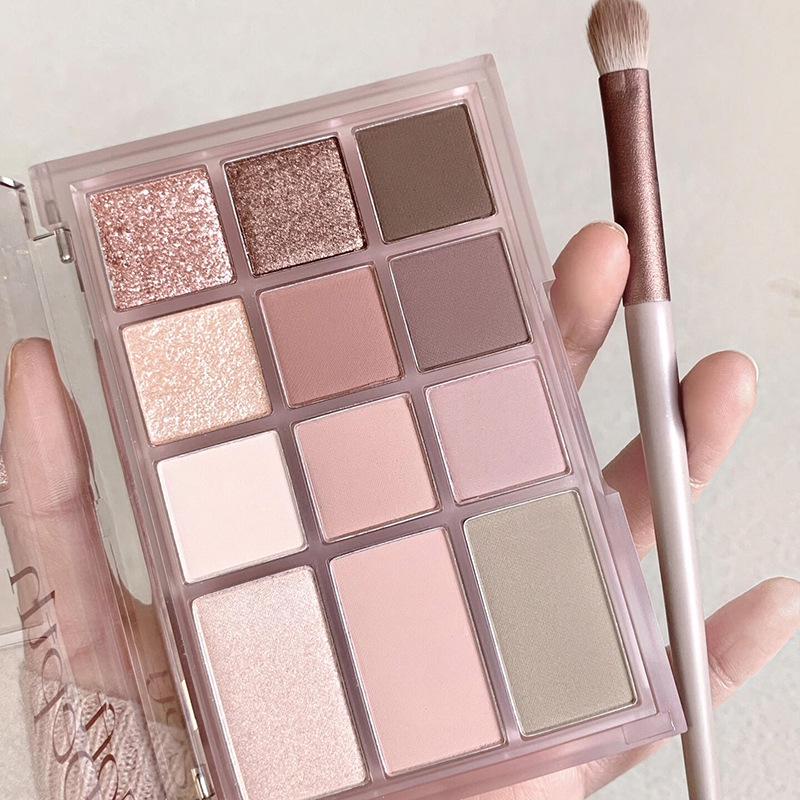 DIKALU 12-Color All-in-One Eyeshadow, Blush, Highlight & Contour Palette - Shimmer & Matte