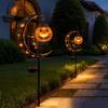 Iron Black Cat Moon Ground Lamp Waterproof Solar Garden Light Auto On/Off for Outdoor Lawns Courtyards Yards Patio Pathway Halloween Decor
