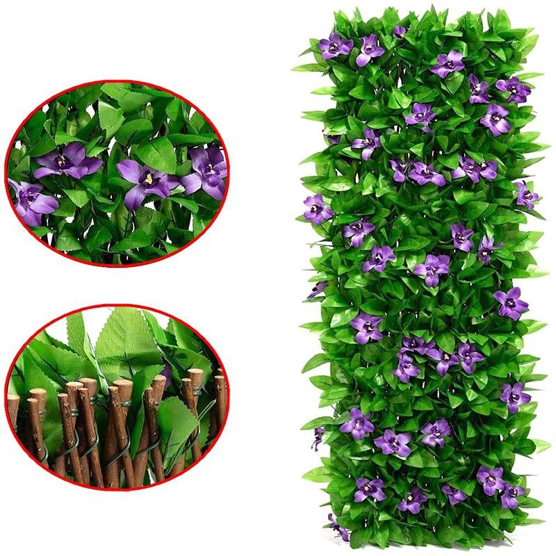 2M Kunstig Hekk Blomsterblad Hagegjerde Vegg Personvernskjerm Espalier