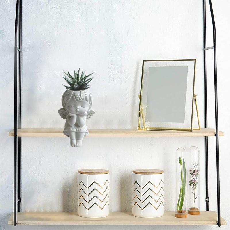 Garden Planter Pot Silicone Mold Wing Girl Vase Flower Pot Pen Holder Resin Mold Unique Garden Decoration Planter Mold