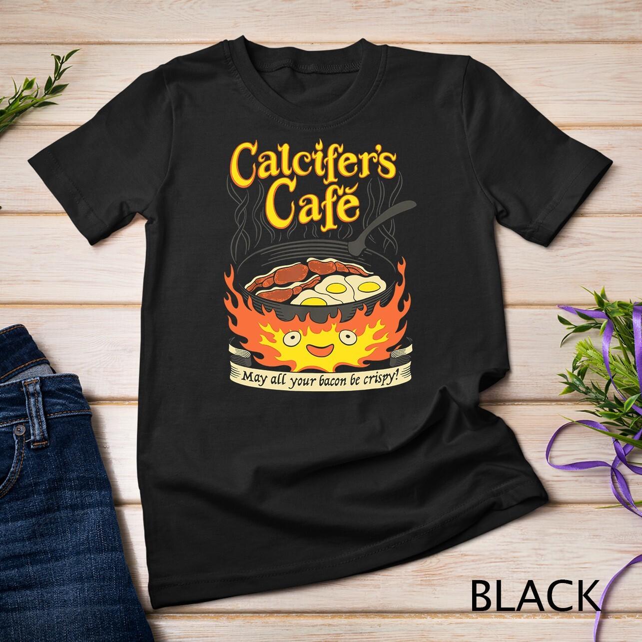 Calcifer s Cafe May All Your Bacon and Eggs Be Crispy Cooking Unisex T-Shirt Mens Womens Tees Top M