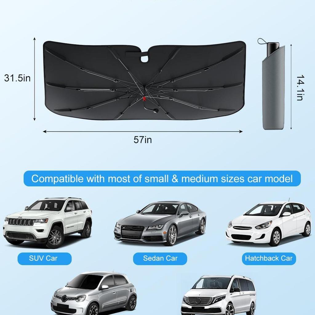Car Windshield Heat Insulation Sunshade: Full Blackout Summer Sun Protection Umbrella