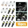 16x Car Accessories Interior Bulbs Package Kit Map Dome License Plate LED Lights