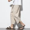 Baggy Large Pocket Cropped Oversize Loose Harem Linen Pants for Men Casual Summer Breathable Lightweight Daily Wear Trousers