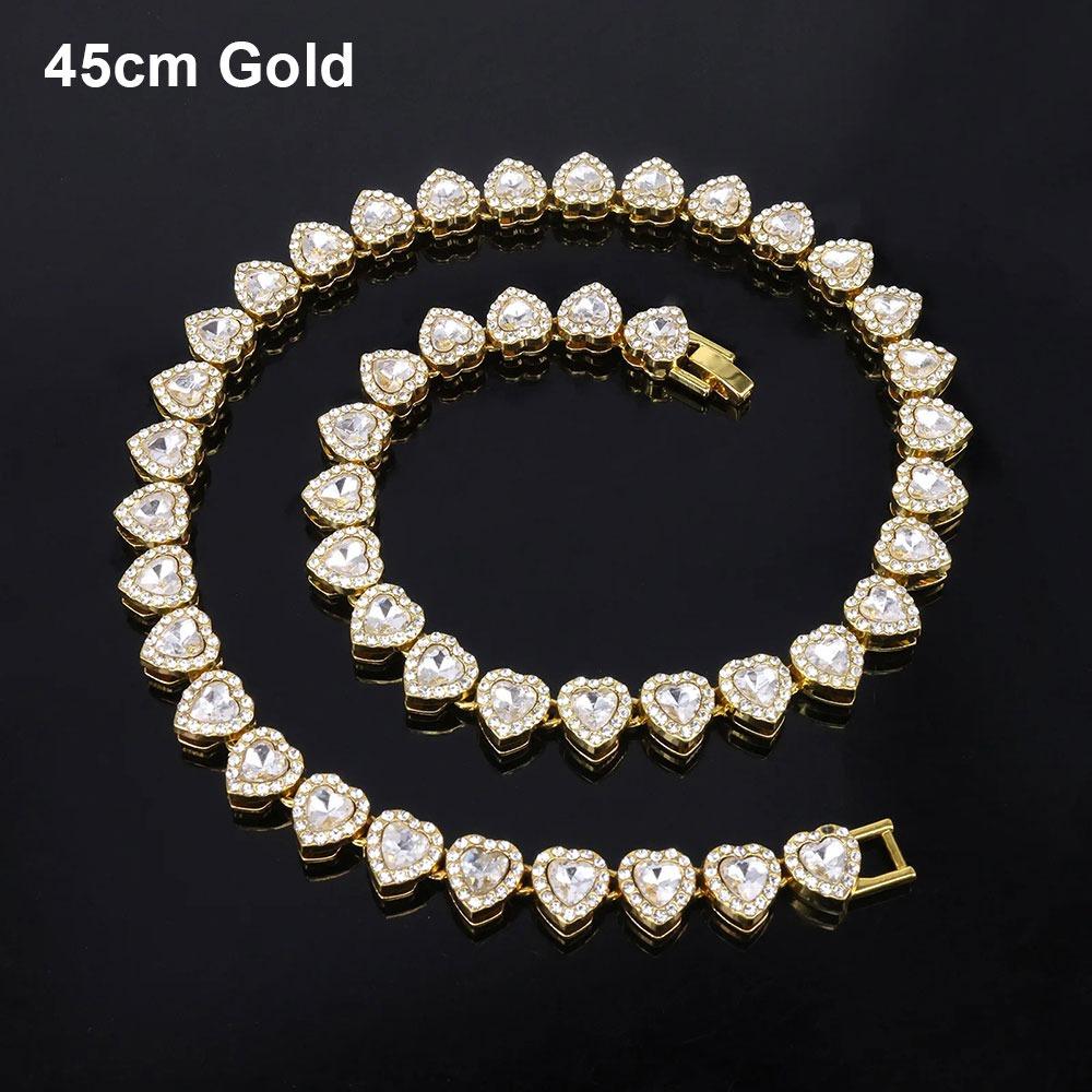 1Pcs Heart-shaped Chain Bracelet Alloy Rock Party Jewelry Durable Rhinestone Necklace