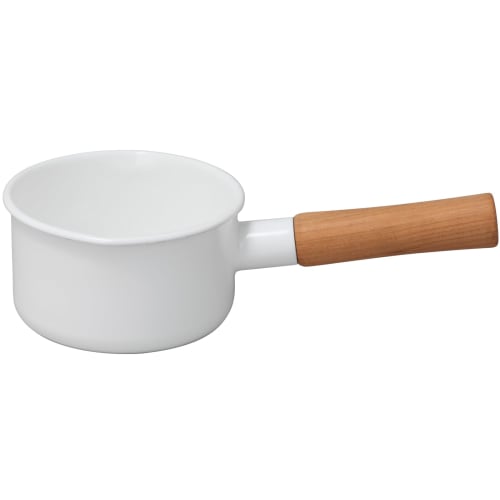 Nodahoro Milk Pan, 12cm, Enamel, Gas Stove Only, Single-Handed Pot, Made In Japan, Color White, CL-12MW