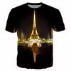 Novelty France Paris Eiffel Tower 3D Graphic Tees Y2k Men Women Short Sleeve Street Tshirt Kids Casual Oversized Tops Clothing