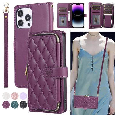 Πορτοφόλι με φερμουάρ 9 κάρτες Τσάντα Flip Δερμάτινη θήκη για Samsung S23 S22 S21 S20 Ultra Plus S21FE A14 A54 A13 A53 A12 /iPhone 15 14 13 12 Pro Max XS Max 7P 8P