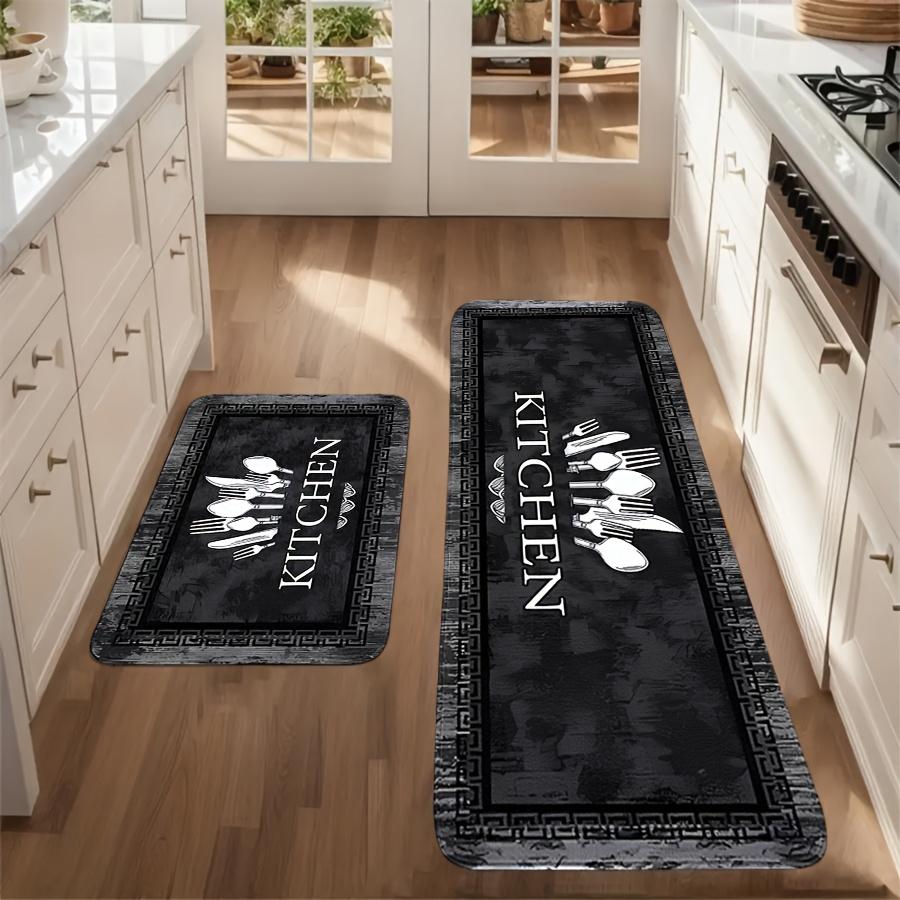 

VIKAMA Modern Carpet Simple Black Stain-Resistant Kitchen Rug Doormat Welcome Mat Rug For Bedroom Carpet For Live Room Home Deco 40X60CM (1.3X2FT