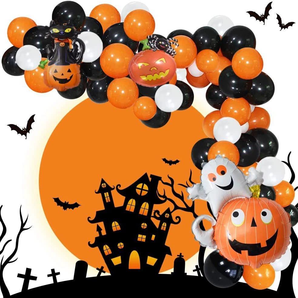 Halloween Balloon Chain, Horror Eyeballs, Purple, Black, Green, Latex, Balloon Arch, Spider Skeleton, Ghost Eye Decoration