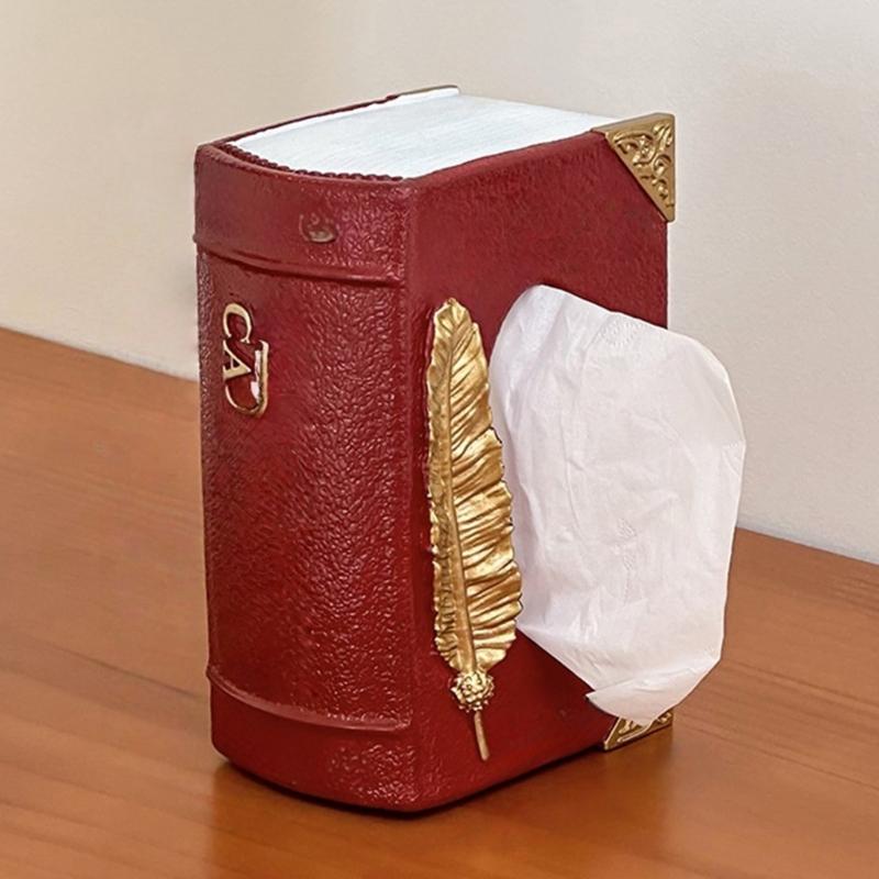Buchförmiger Taschentuchboxhalter Vintage Europäische Designs Multifunktionaler Aufbewahrungs-Organizer für Zuhause Büro Dekoration
