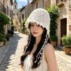Hollow Pearl Pendants, Handmade Wrapped Hats, Women's Ethnic Style Knitted Pullover Hats, Vintage Large Toe Pile Hats