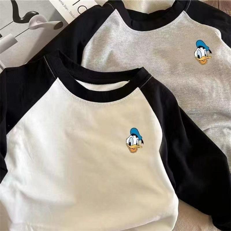 Cotton Kids Long Sleeve Crew Neck Cartoon Print T Shirt Boys Girls Soft Casual Tops