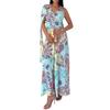 Women's clothing summer new niche design sense printing deep V neck streamer backless waist wide pendulum dress