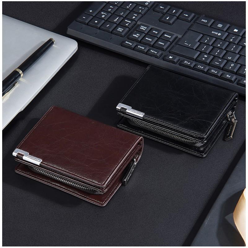 New Men's Short Wallet European American Retro Business Small High-end Zipper Zero