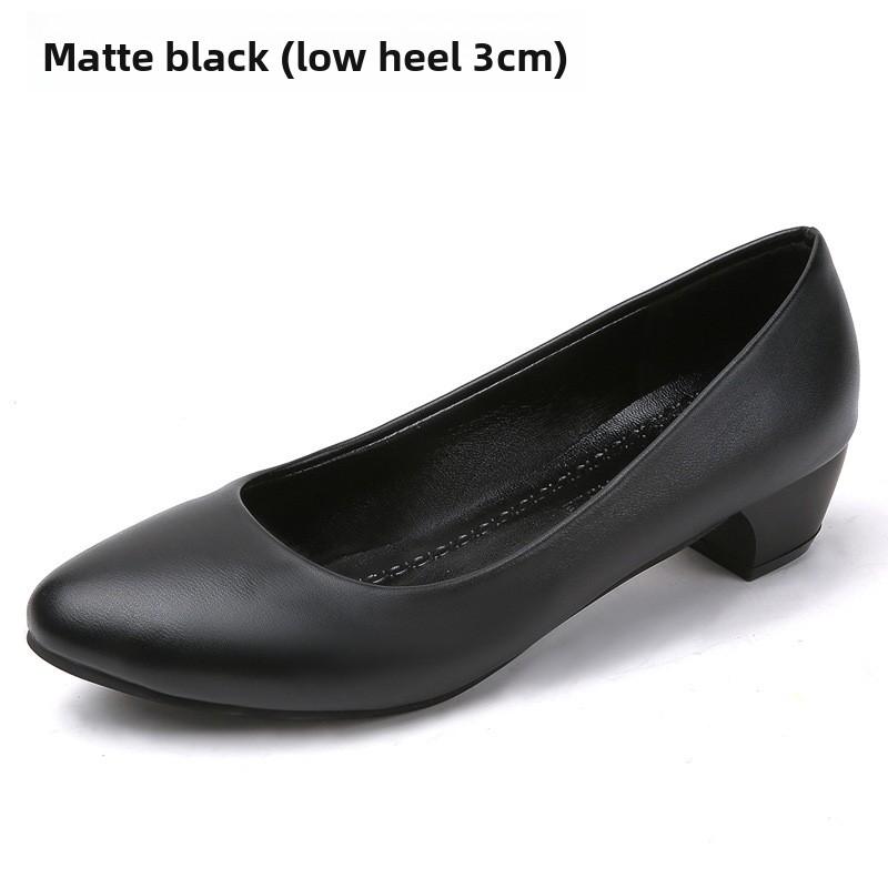 

Comfortable Professional Shoes, Work Shoes, Formal Dress Shoes, Interview Shoes, Women s Leather Shoes, Single Shoes, Mid-heel Spring Black Shoes 41